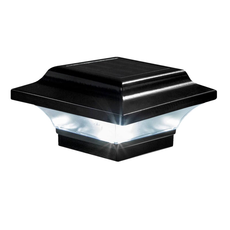 Classy Caps Imperial Solar Post Cap - Black SLO82B â€“ Fits 2"x2", 2.25"x2.25", and 2.5"x2.5" Post Sizes, High-Performance Solar LED, Durable Cast Aluminum Construction, Warm & Cool Light Modes - Image 1